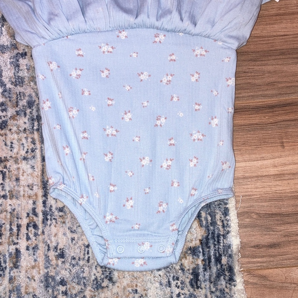 #134. 🆕 NWT - Cloud Island - Light Blue Floral Long Sleeve Bodysuit Dress - Picture 8 of 9